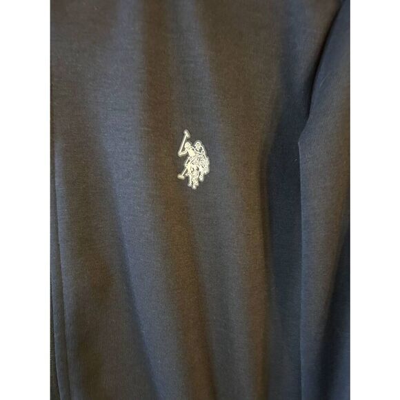 U.S. Polo Assn. Black Full Zip Track Jacket Embroidered Logo Pockets Size Medium - Picture 3 of 7